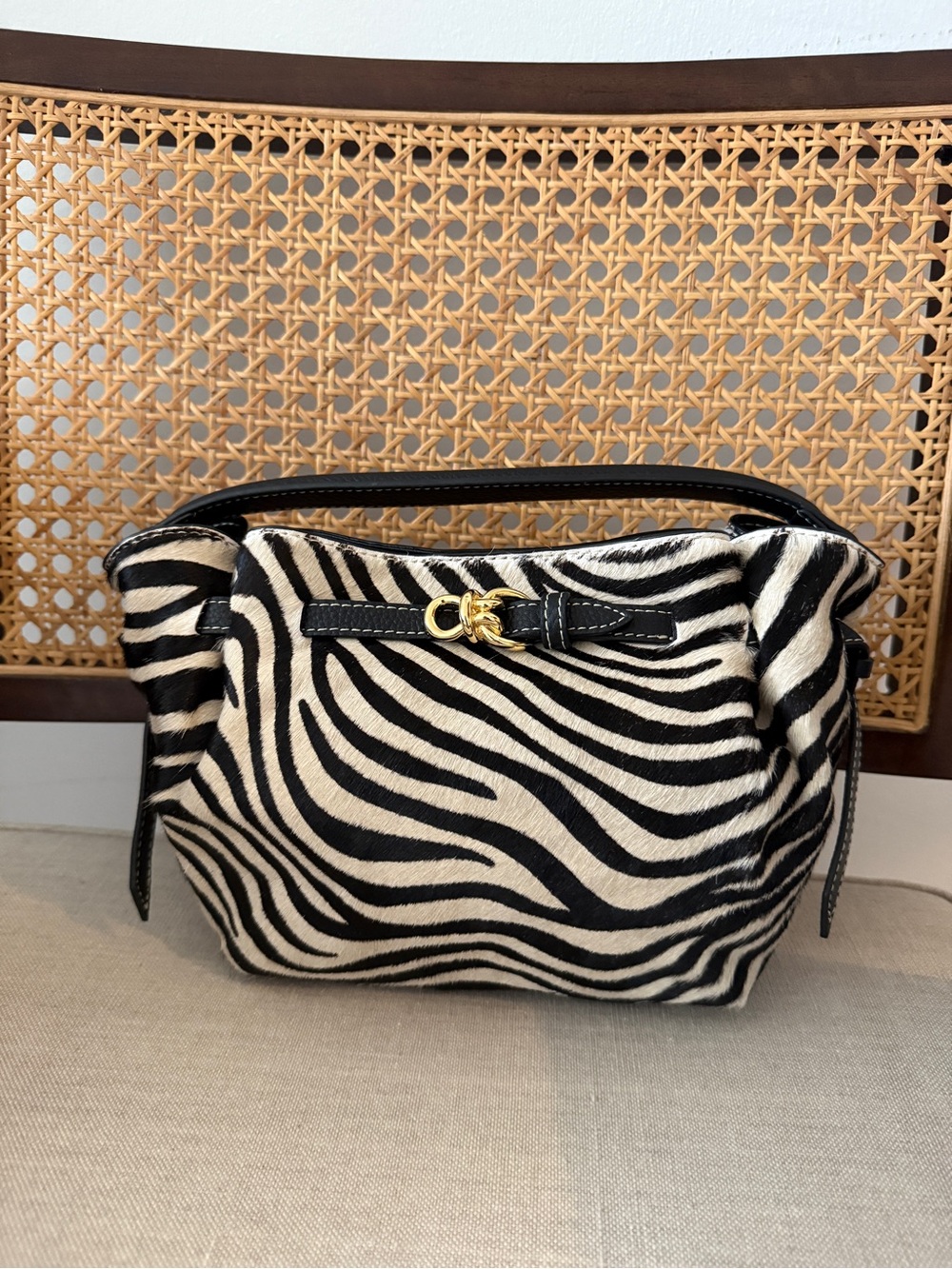 NWOT J.McLaughlin Mini Lex Pony Hair Handbag in Zebra Stripes.